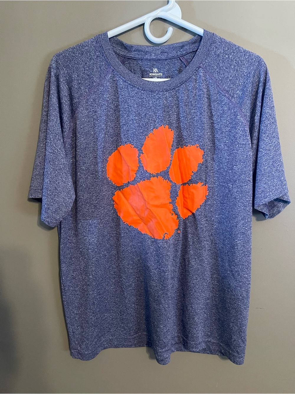 Purple Clemson Tee with Orange Paw Graphic